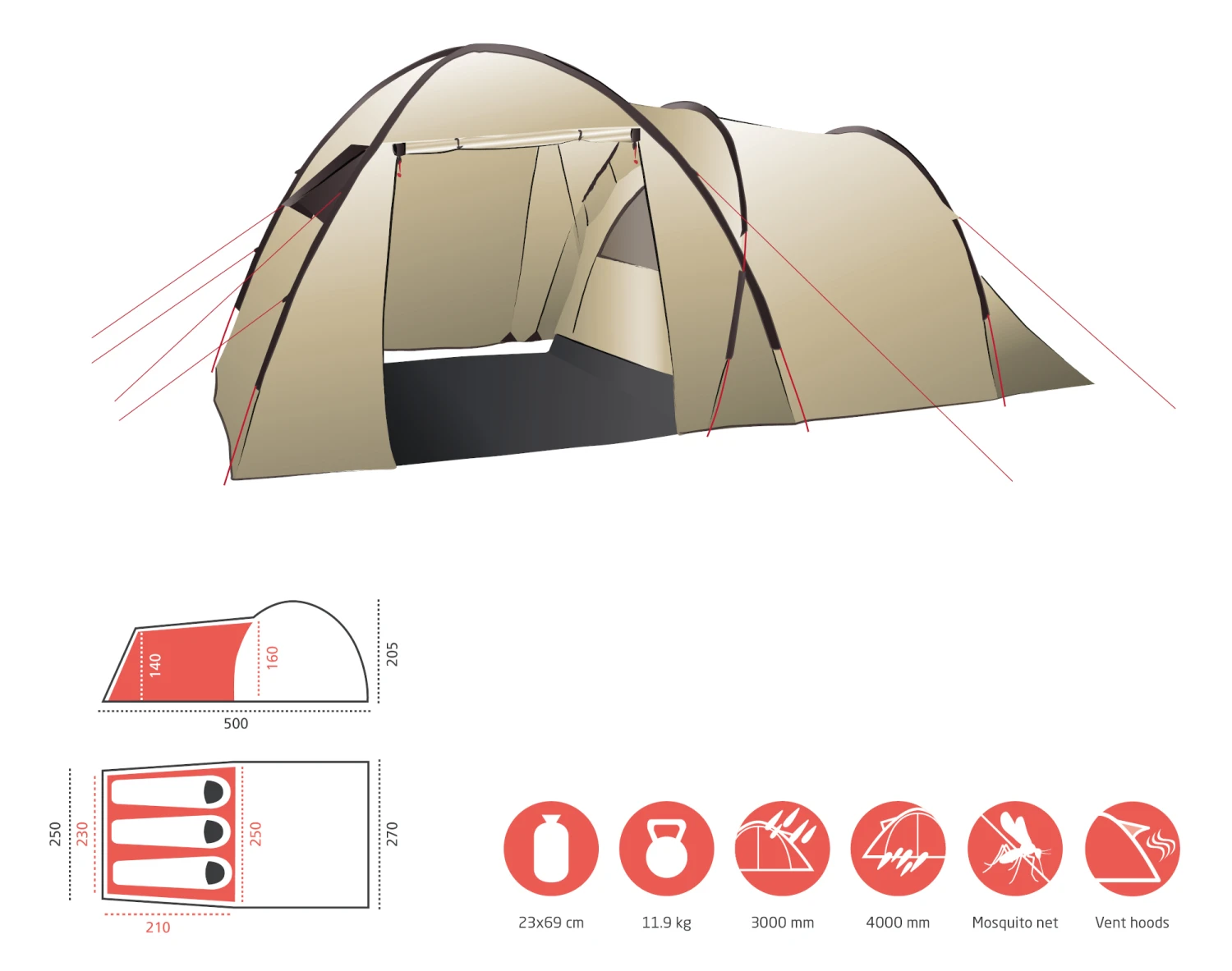 Grand Canyon Atlanta 3 Zelt (mojave/desert) 7 Grand Canyon Atlanta 3 Zelt (mojave/desert) – Bild 5