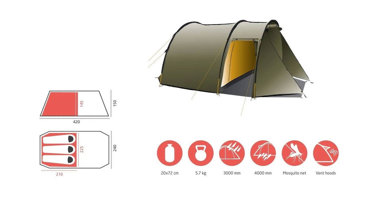 Grand Canyon Robson 3 Zelt (capulet-olive) 7 Grand Canyon Robson 3 Zelt (capulet-olive) – Bild 5