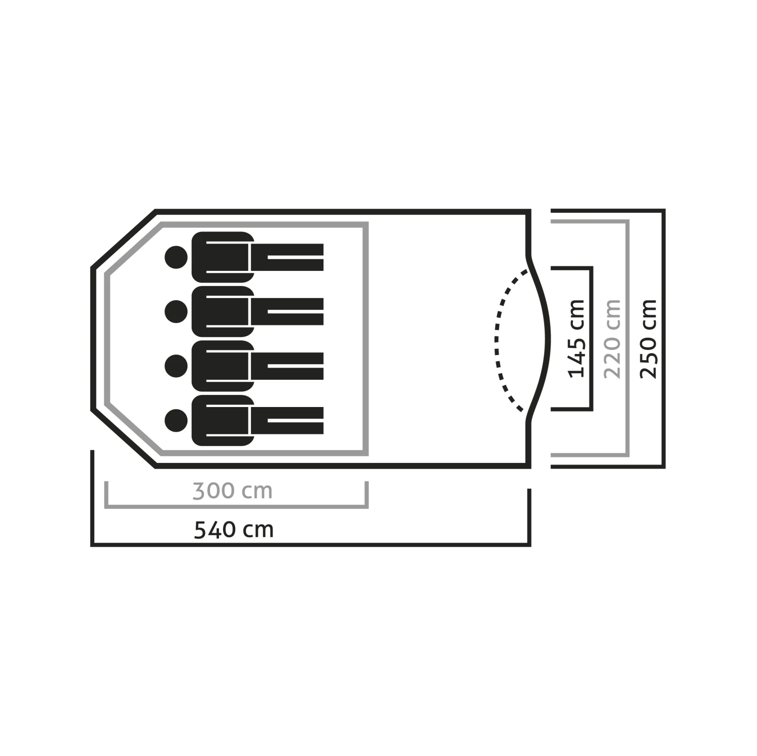 Salewa Alpine Lodge 4 Zelt (cactus/grey) 4 Salewa Alpine Lodge 4 Zelt (cactus/grey) – Bild 2